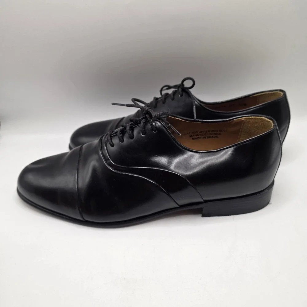 Stacy Adams Oxford Dress Shoes Black Leather Cap Toe Comfort Flex Formal Mens 12